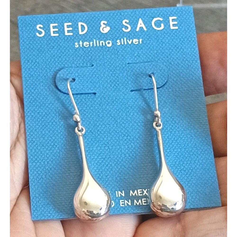 Seed & Sage Sterling Silver 925 Long Dangle Teardrop Earrings